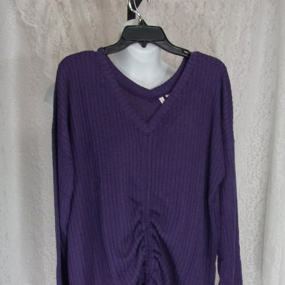 Ruched Front Sweater V-Neck Purple Plus Size 18/20
